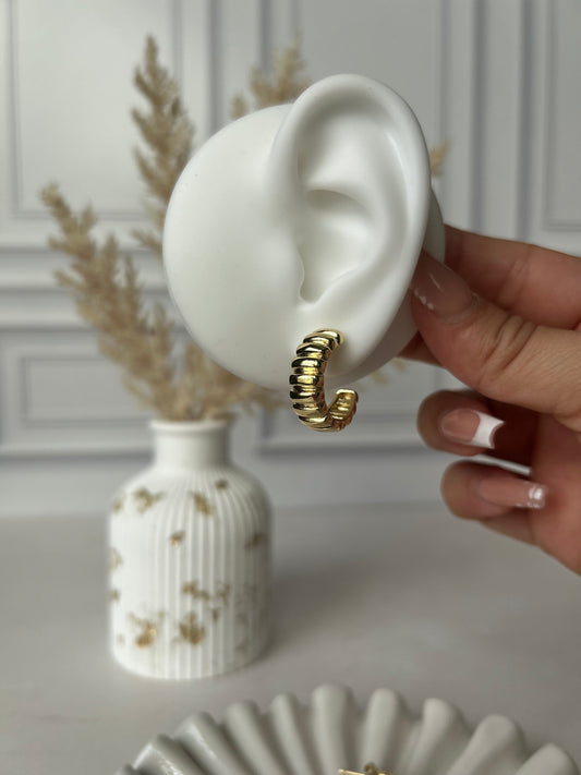 Ribbed Half Hoop Earring