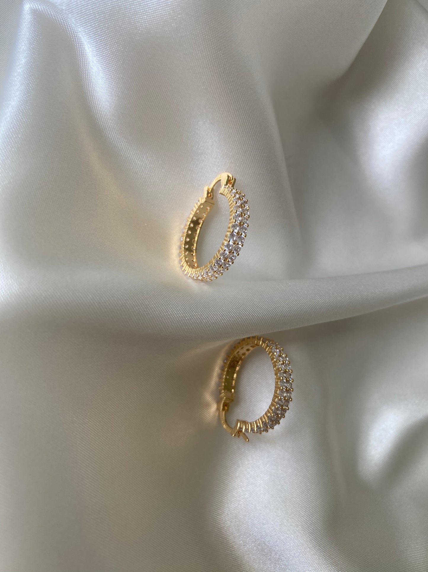 Twin Row Diamond Hoop Earring
