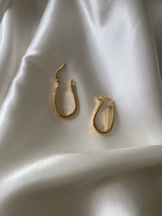 Oval Hoop diamond  Earrings